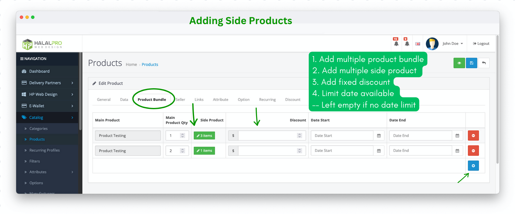 add product bundle on product form admin opencart